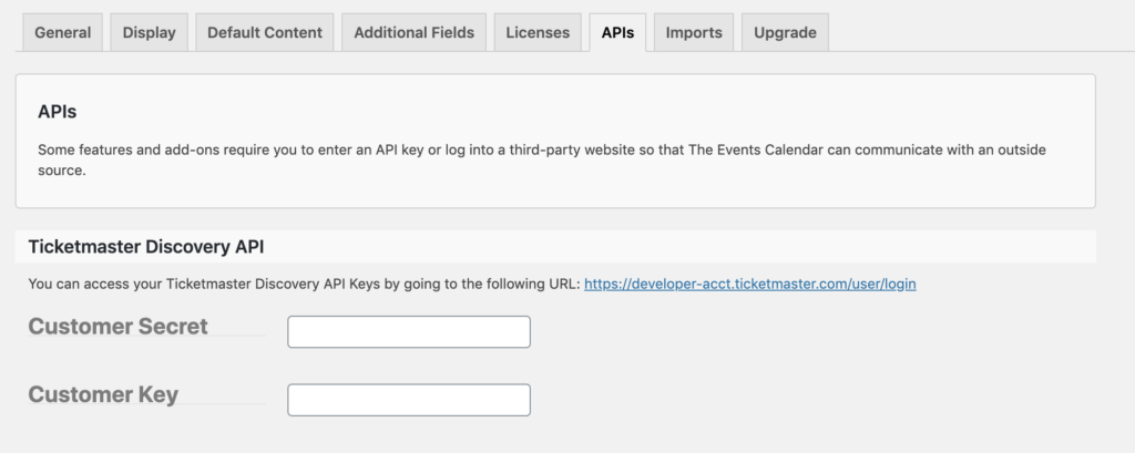Ticketmaster API Screenshot. 
